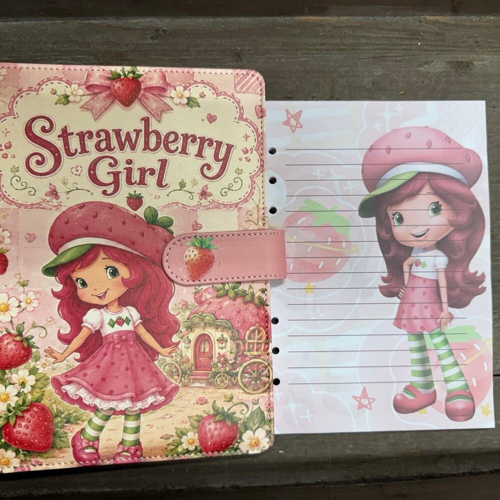 Strawberry Shortcake Girl A5 Binder with matching printed paper